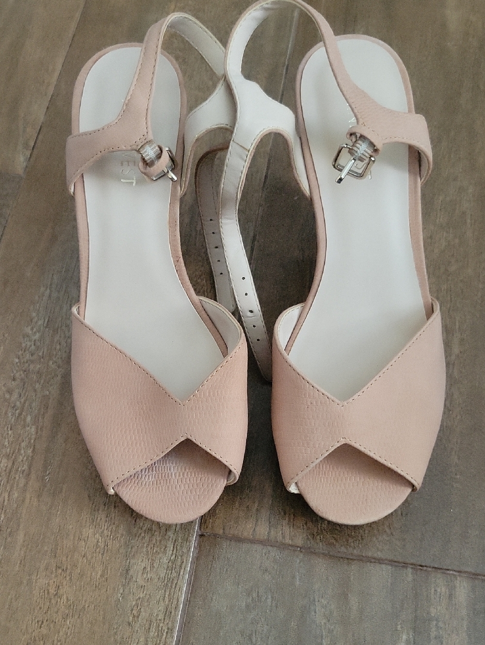 Nine West Blush Nude Peep-Toe Slingback Heels